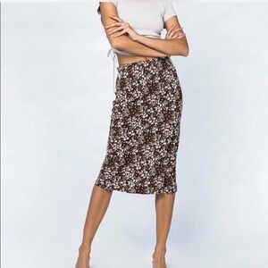 Princess Polly Brown Floral Midi Skirt
